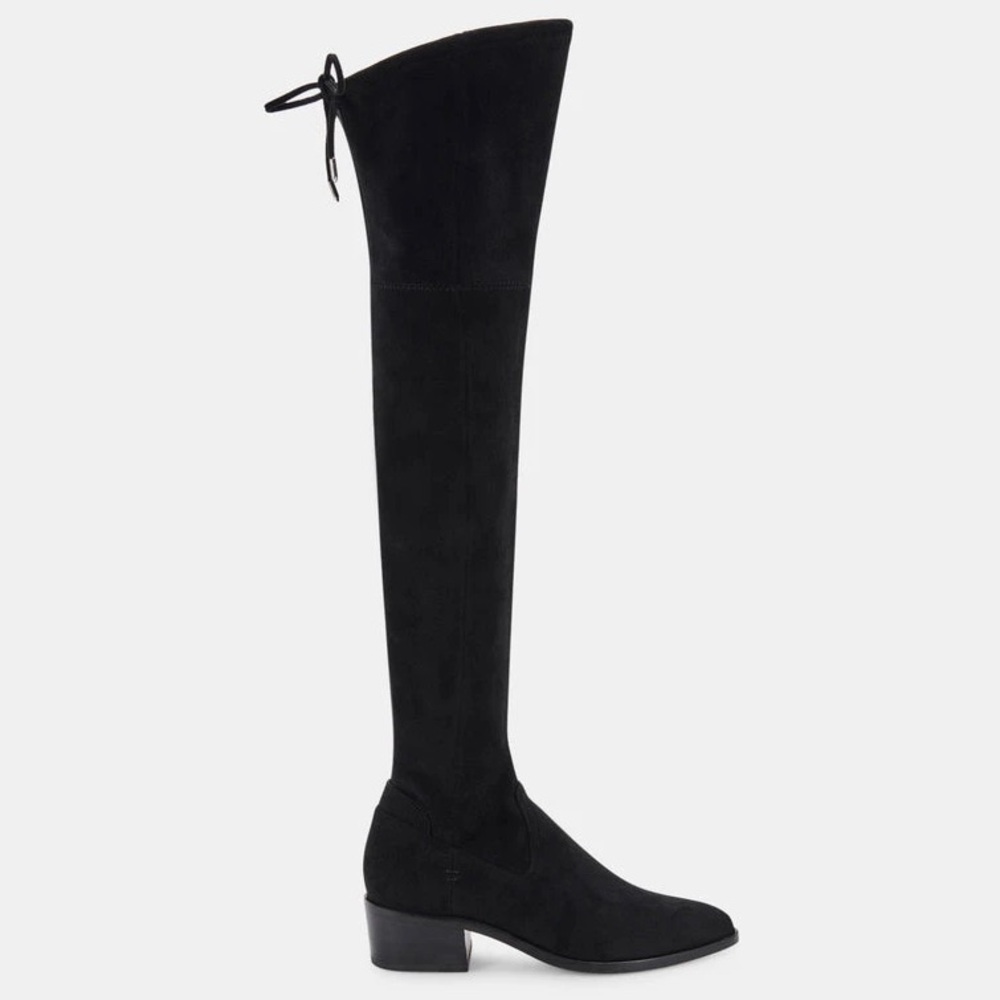 BNIB Dolce Vita Alsie Over-the-Knee Flat Boot in Black Stella Suede